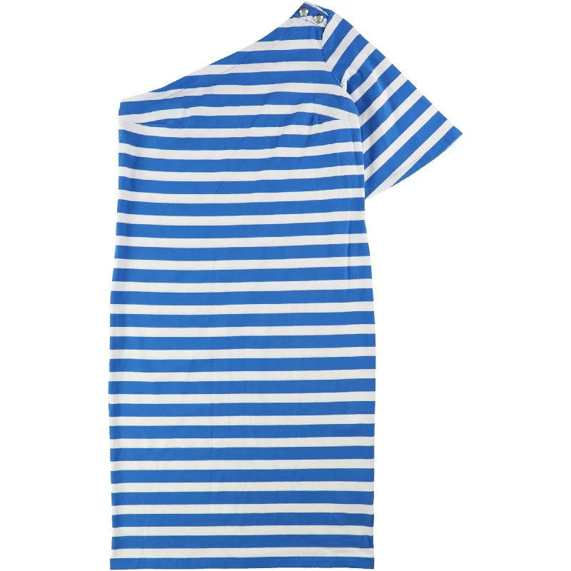 vintage-inspired dresses for women -Ralph Lauren Womens Striped One Shoulder Dress