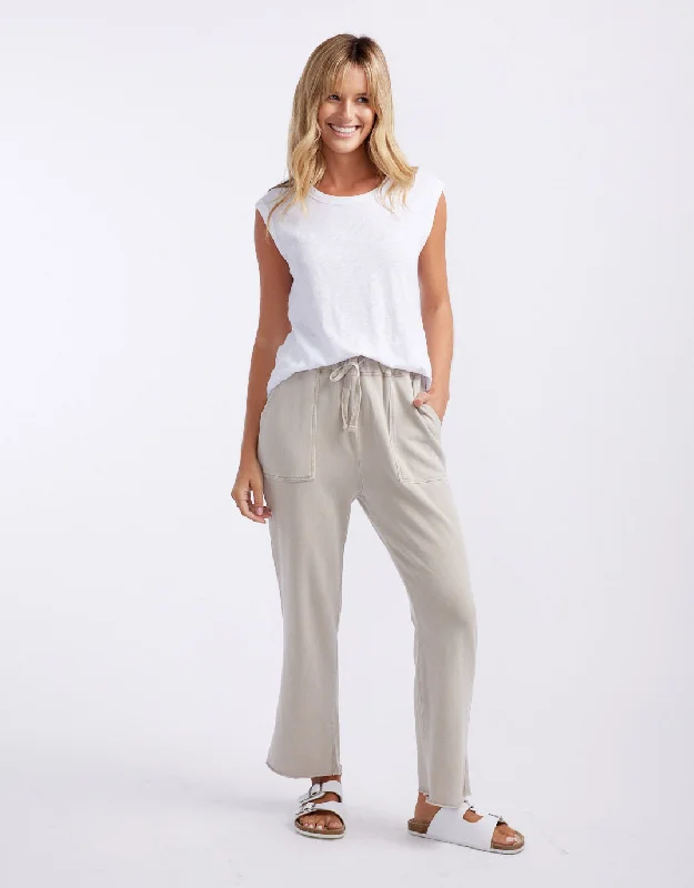 women's wide leg trousers -Raw Edge Lounge Pant - Stone