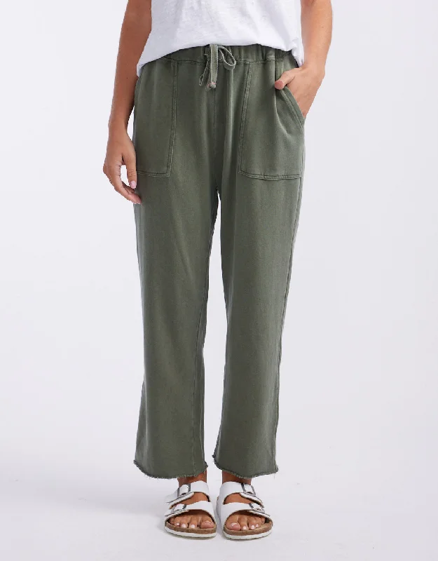 classic fit trousers for women -Raw Edge Lounge Pant - Washed Khaki