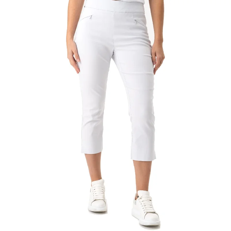 summer pants for women -Renuar 21-Inch Pull On Capri Pant - White