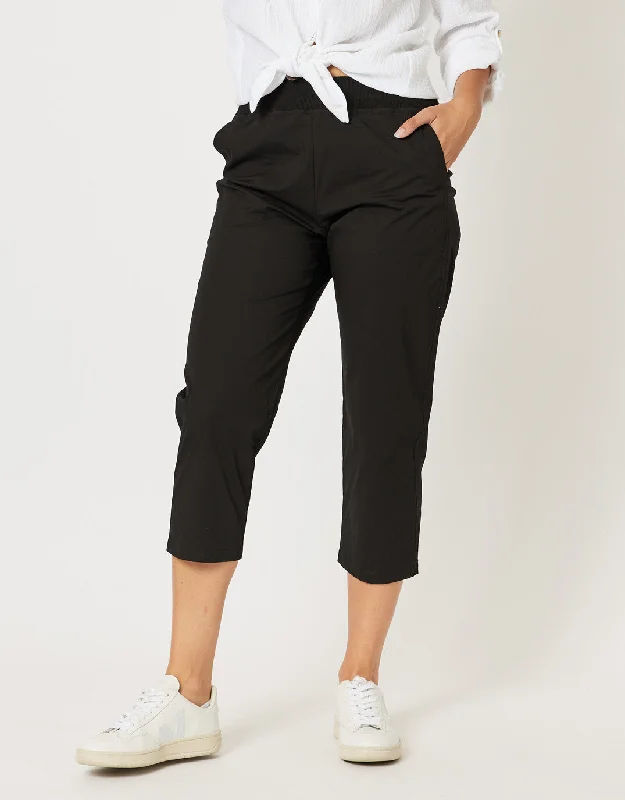 stylish palazzo pants -Santorini Cotton Pants - Black