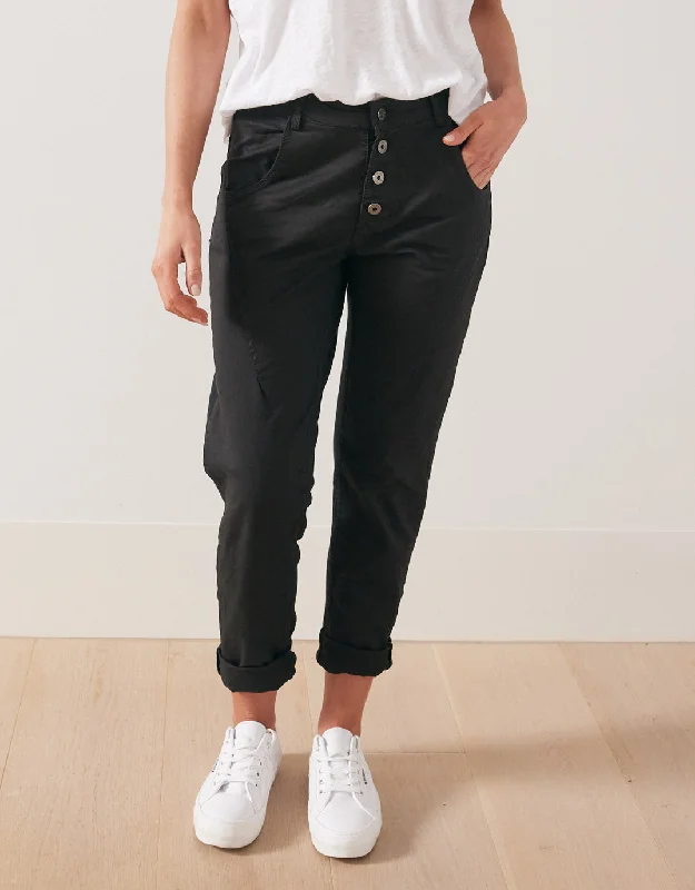 boho style pants for women -Signature Jersey Denim Pants - Black