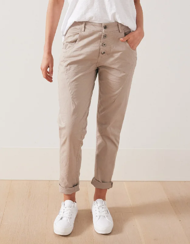 soft touch pants for women -Signature Jersey Denim Pants - Taupe