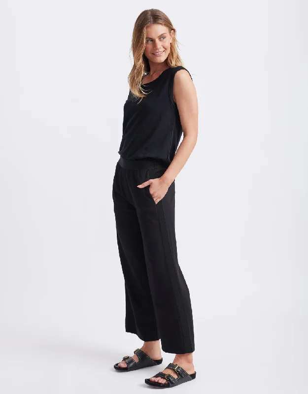 women's bootcut trousers -Timeless Spring 7/8 Ponti Pant - Black/Black Stripe