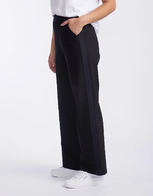 formal wide leg pants for women -Timeless Straight Leg Ponti Pant - Black On Black