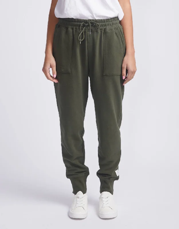 vintage style pants for women -Toasty Track Pant - Khaki