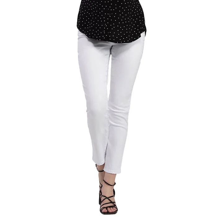 women's leather pants -Tribal Flatten It Pull On Ankle Pant - White*