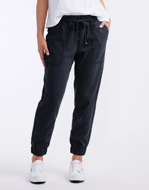 high rise pants for women -Weekend Utility Pants - Black