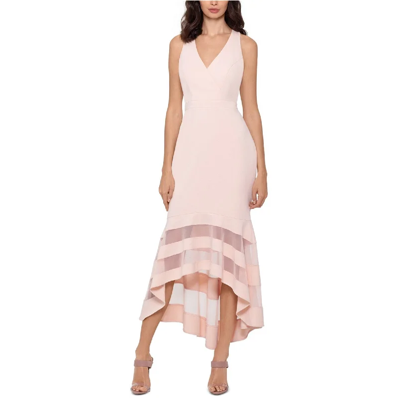 women’s striped sundresses -Xscape Womens Illusion Stripe Gown Dress