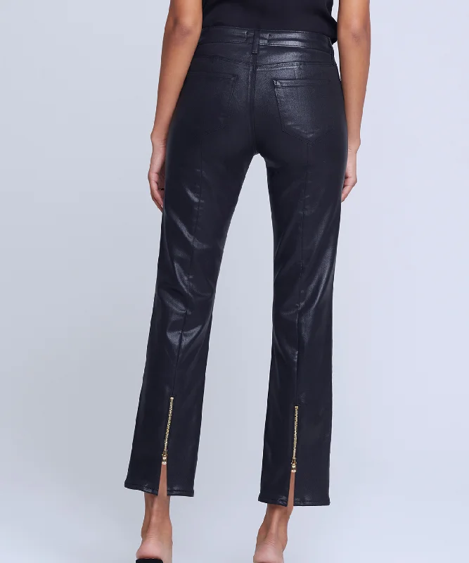 loose fit pants for women -L'Agence Ginny H/R Straight Coated