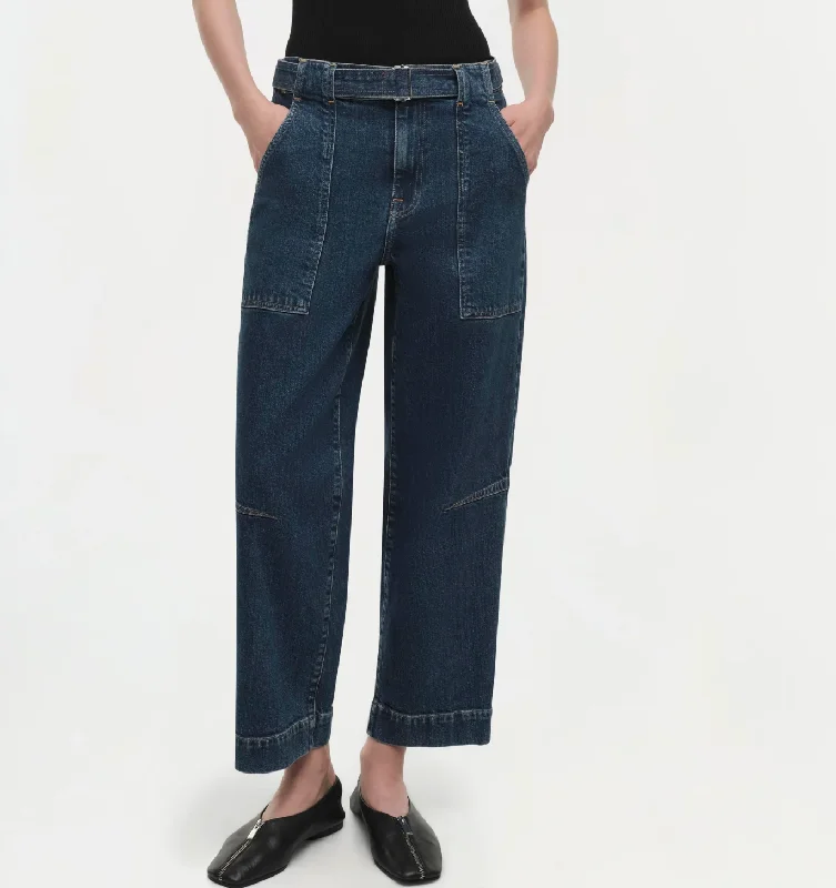 soft lounge pants for women -Simkhai Jenny Belted Crop Jean